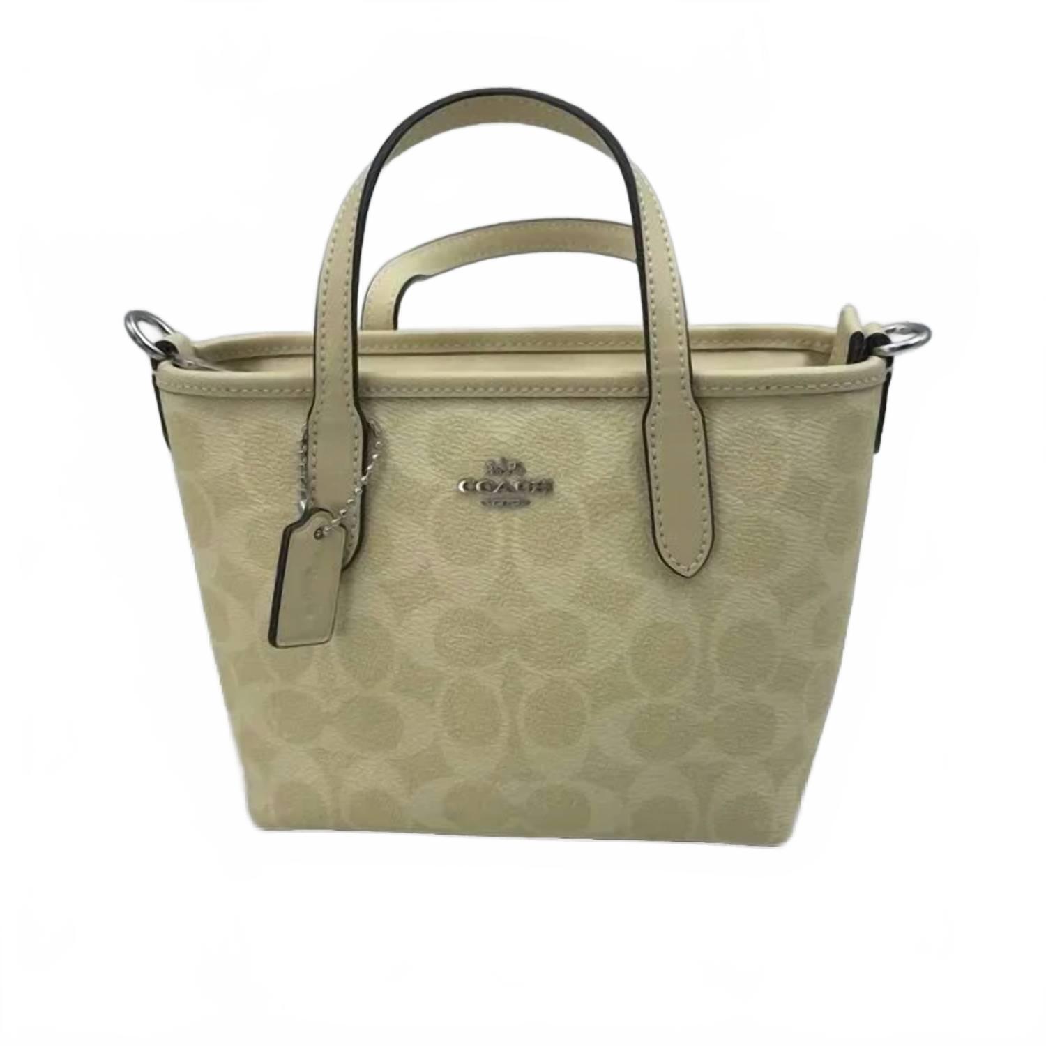New Coach City Mini Tote Bag In Silver/Hay